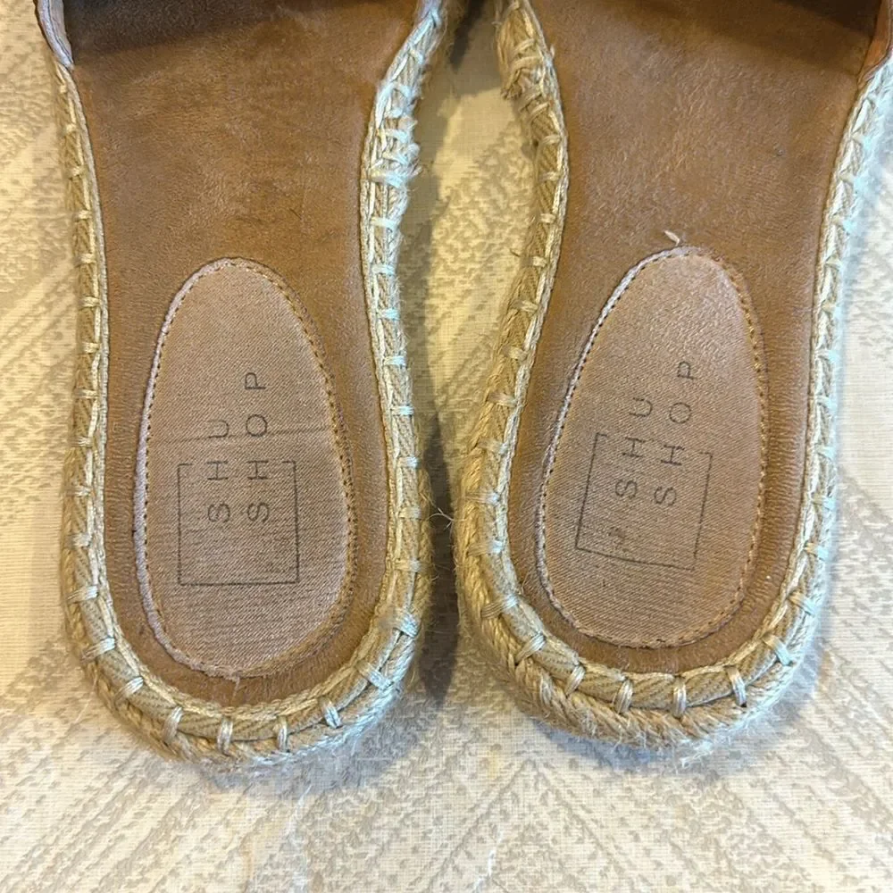 ShuShop Rose Gold Espadrille Slide Sandals - Size 8